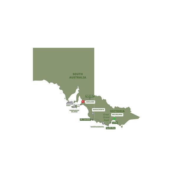 Great Ocean Road and Kangaroo Island route map