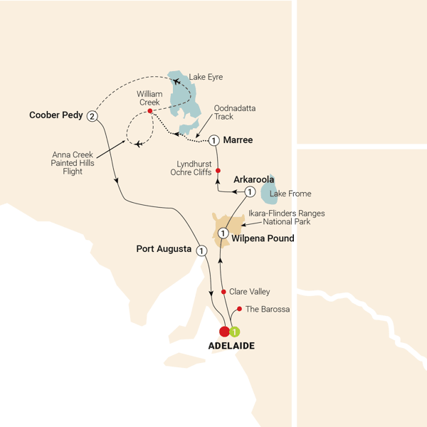 South Australian Outback Adventure route map