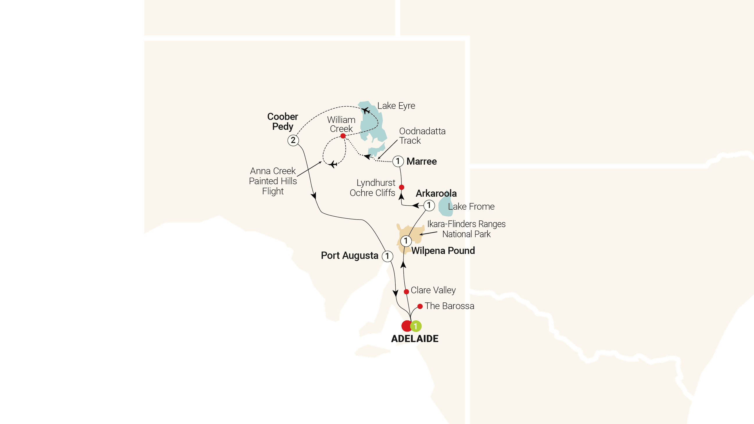 South Australian Outback Adventure route map