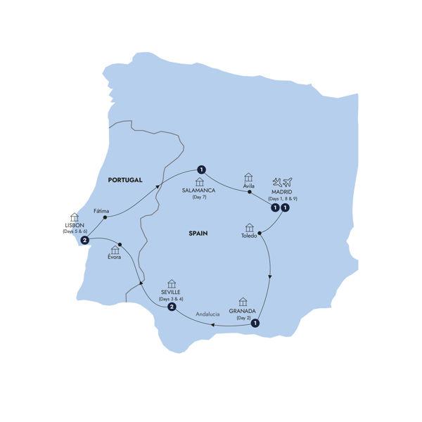 Amazing Spain & Portugal - Classic Group, Winter route map