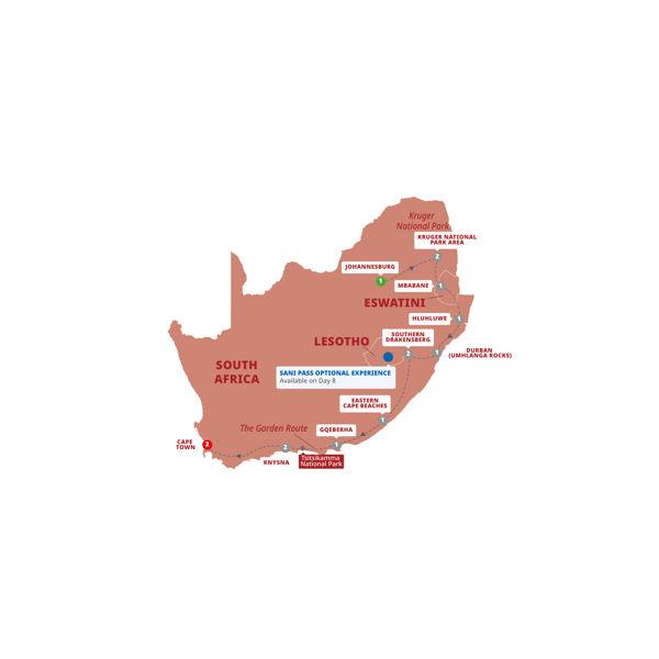 Best of South Africa route map