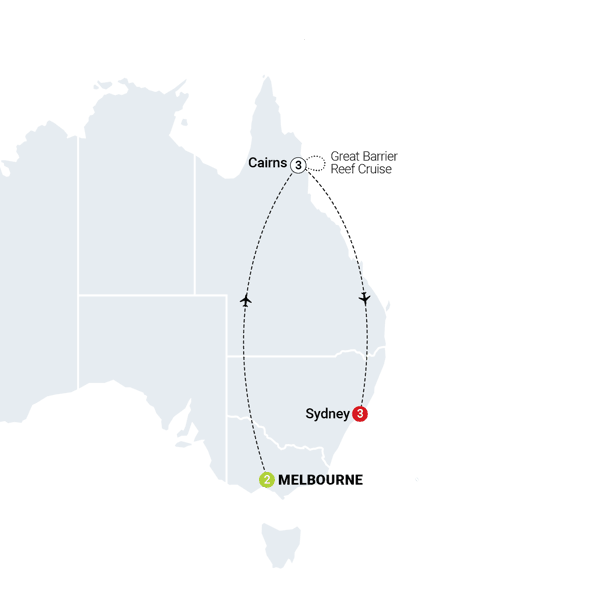Contrasts of Australia route map