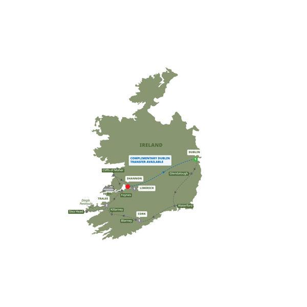 Treasures of Ireland End Shannon route map