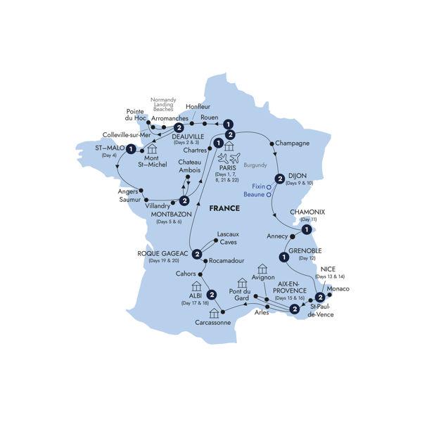 French Heritage route map