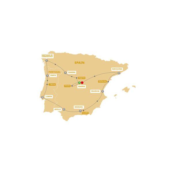 Treasures of Spain and Portugal End Madrid route map