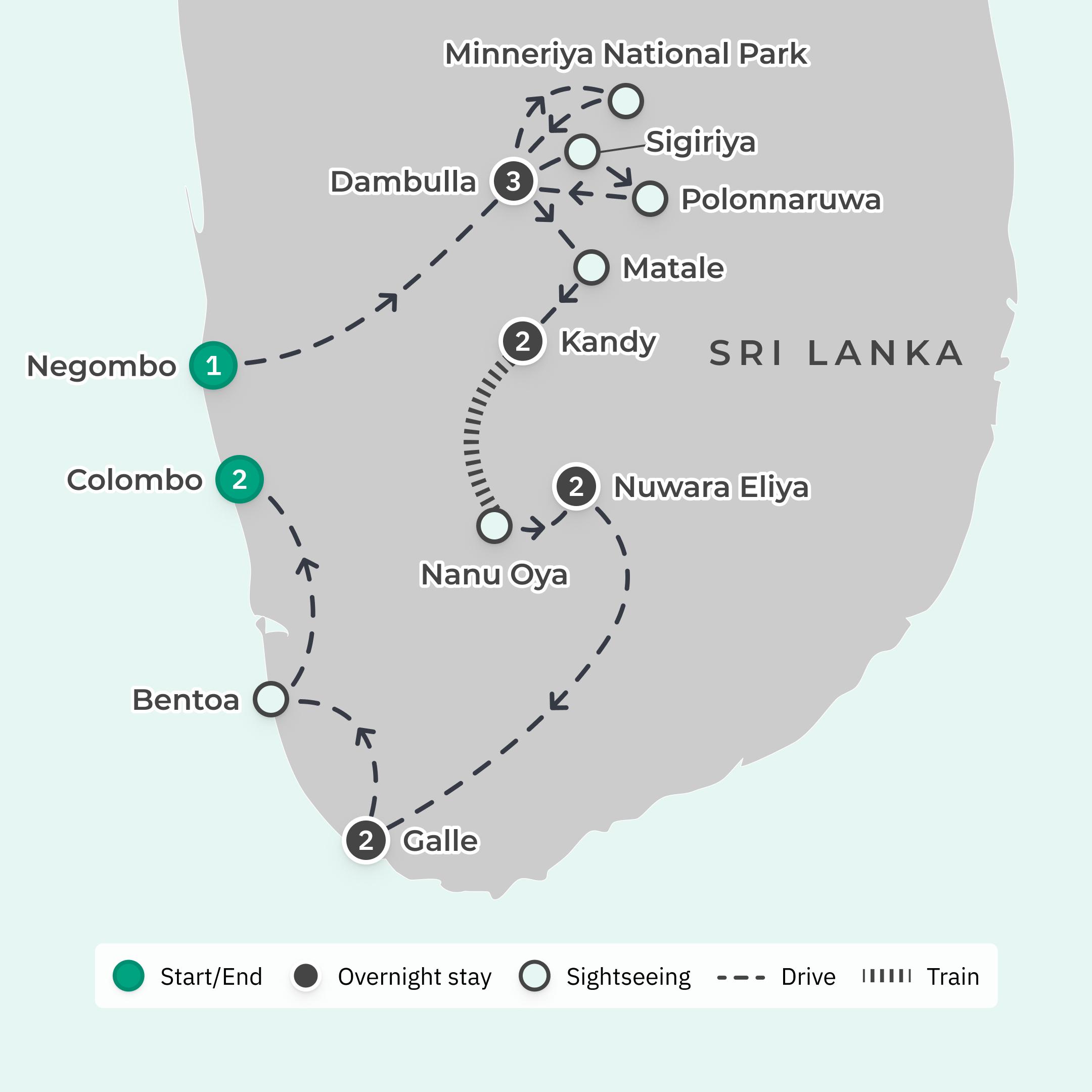 Insider Series: 13-Day Culinary Sri Lanka Tour Co-Curated by Matt Preston & Gary Mehigan route map