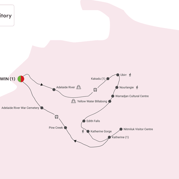 Kakadu & Nitmiluk (Katherine) Gorge route map