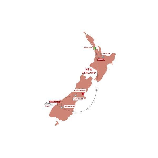 Contrasts of New Zealand route map