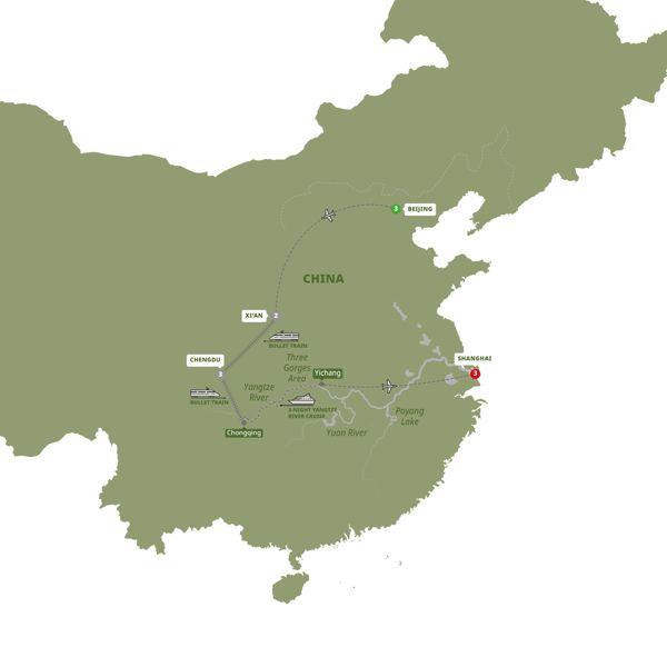 Best of China with Yangtze Cruise route map