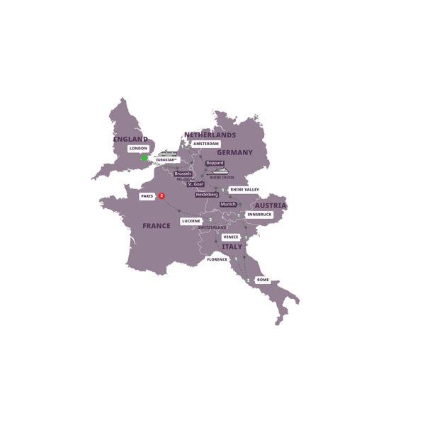 European Whirl End Paris route map