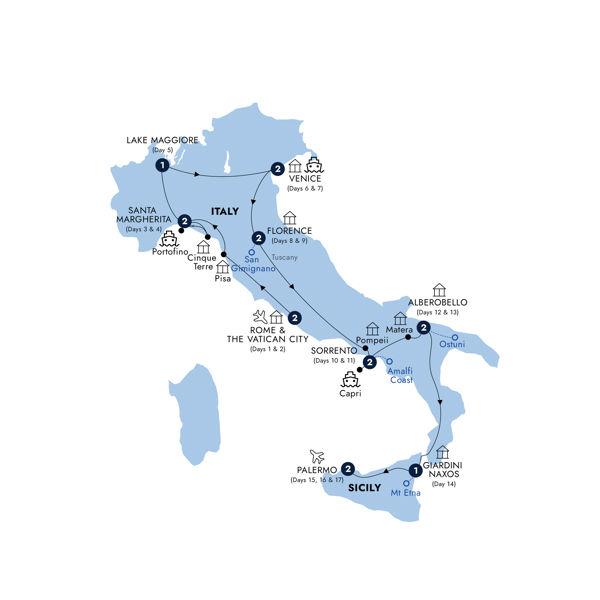 Grand Italy & Sicily - Classic Group route map
