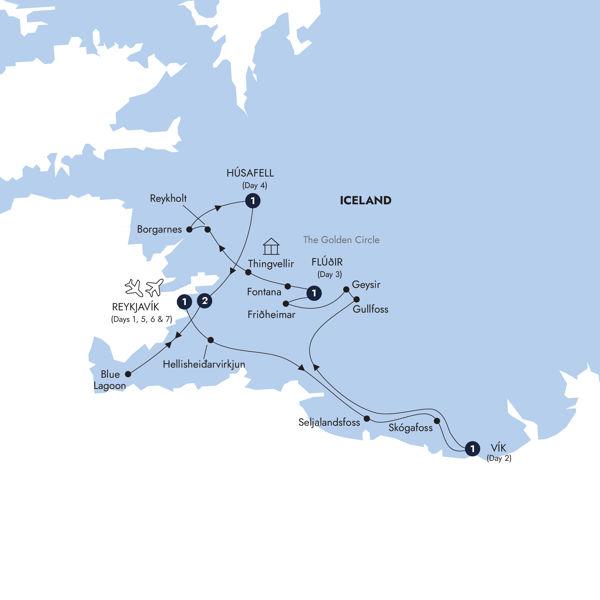 Scenic Iceland & the Northern Lights - Classic Group, Winter route map