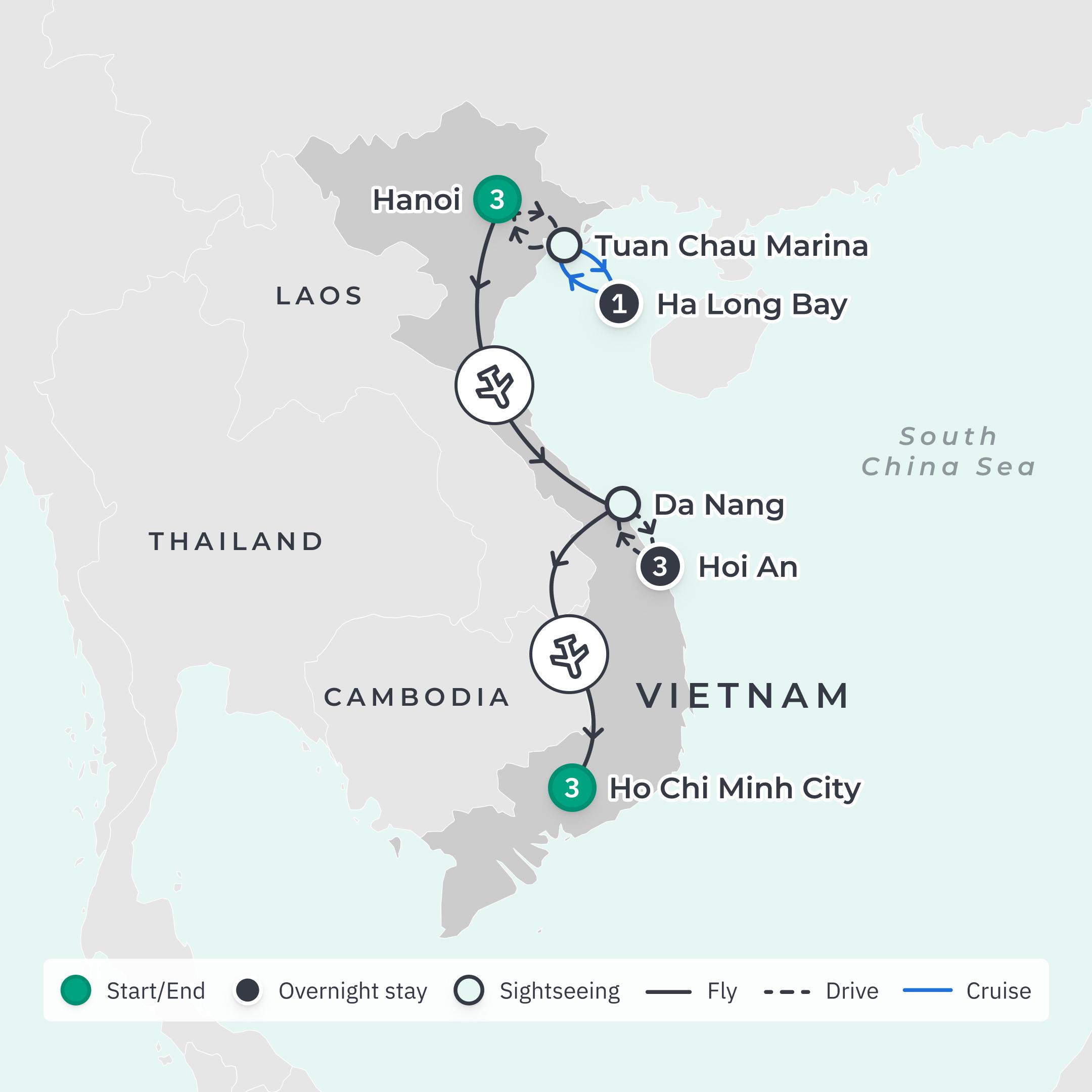 Premium 11-Day Vietnam Foodie Tour Co-Curated by Matt & Gary with Hanoi Cooking Class & Michelin-Starred Dining route map