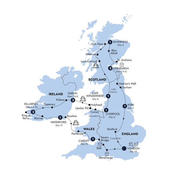 Britain & Ireland Explorer - Classic Group route map