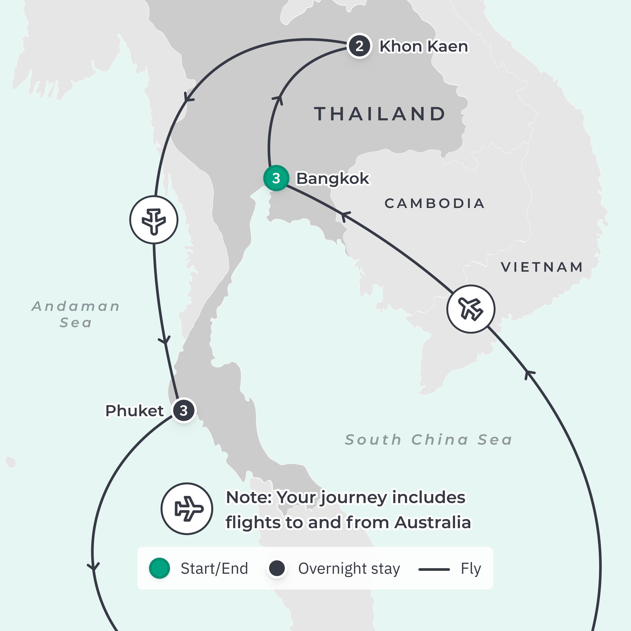 Signature Series: Thailand Exclusive Foodie Tour with Diana Chan & Khanh Ong + Singapore Airlines Flights route map