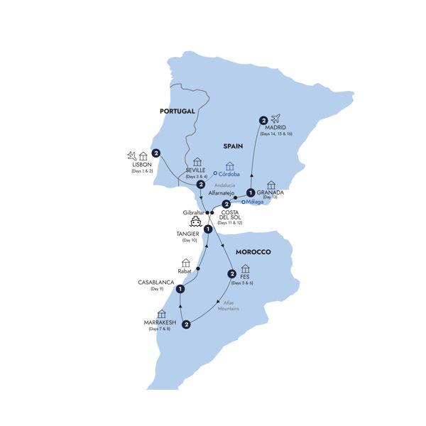Treasures of Spain, Portugal & Morocco - Classic Group route map
