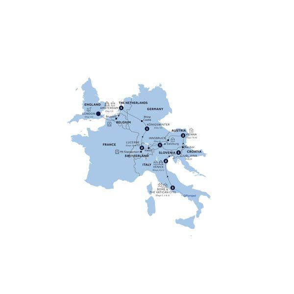 Splendid Europe - Eurostar Extension, Classic Group route map