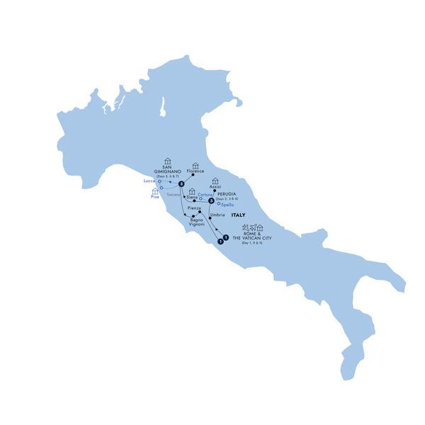 Country Roads of Tuscany & Central Italy - Classic Group route map