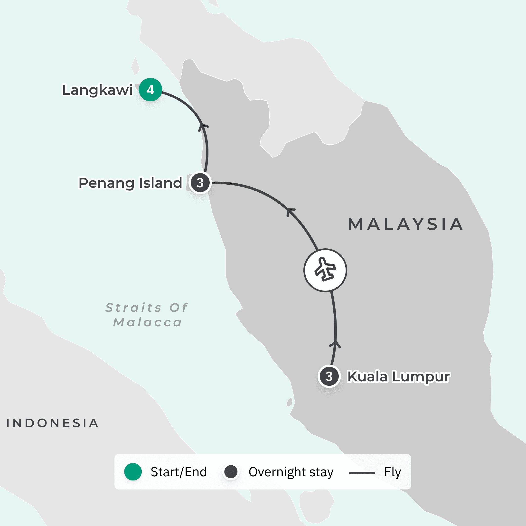 Insider Series: Premium 11-Day Malaysia Highlights with Foodie Experiences Co-Curated by Diana Chan route map