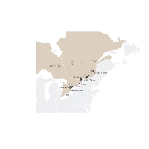 Indulgence in Eastern Canada route map