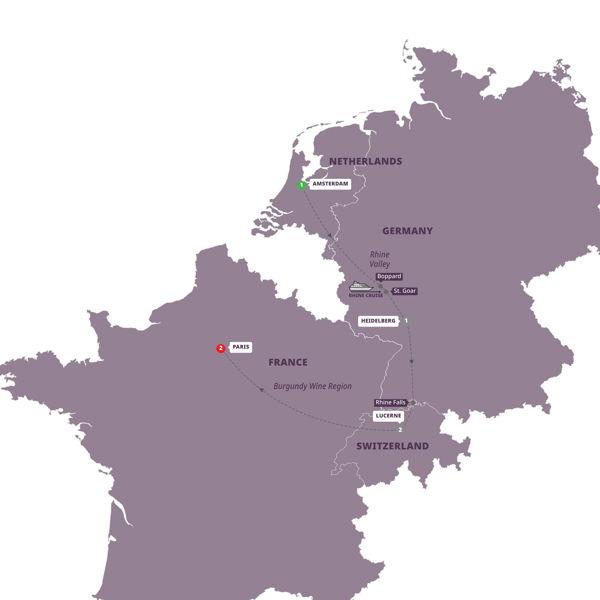 European Highlights End Paris route map