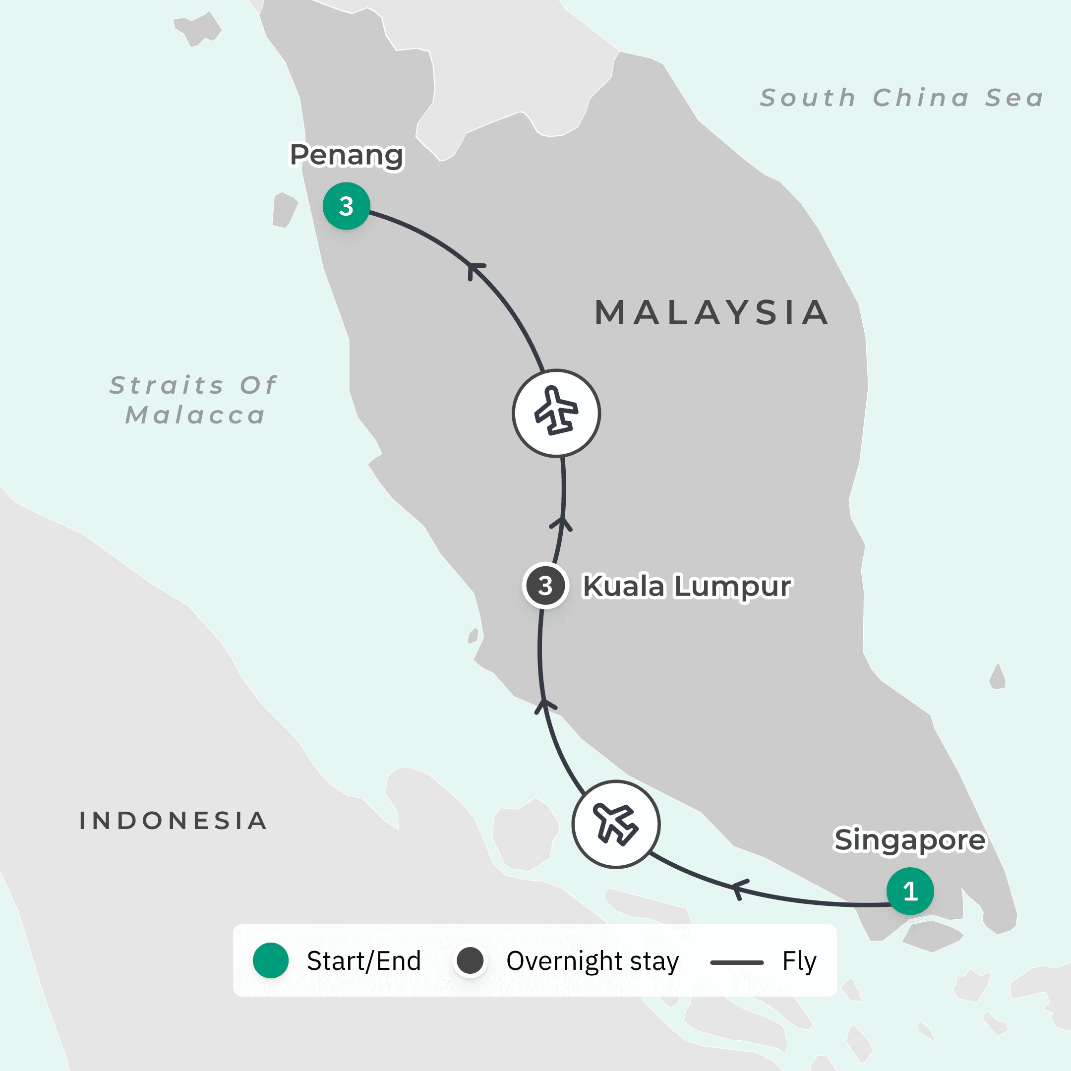 Signature Series: Singapore & Malaysia Foodie Tour with MasterChef Winner Diana Chan route map