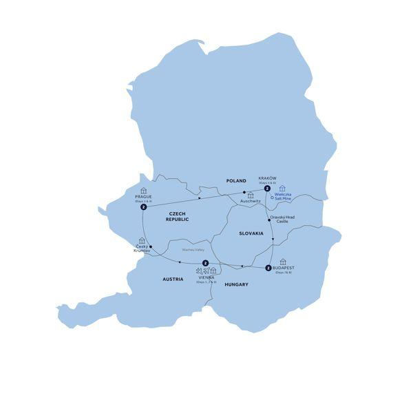 Country Roads of Central Europe - End Vienna, Classic Group route map