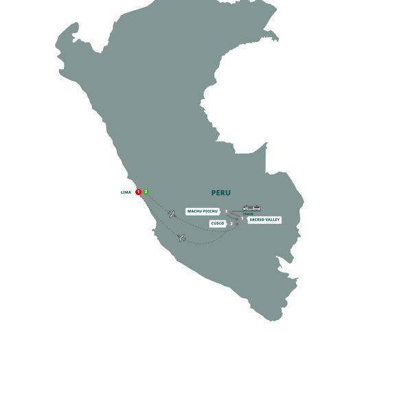 Highlights of Peru route map