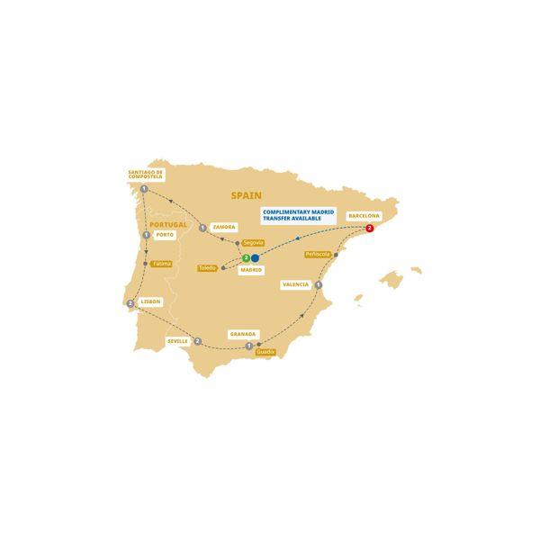 Treasures of Spain and Portugal End Barcelona route map