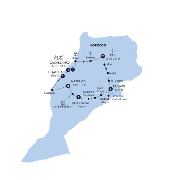 Treasures of Morocco - Classic Group, Summer route map
