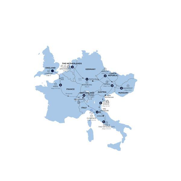 Romantic European start Amsterdam return Eurostar route map