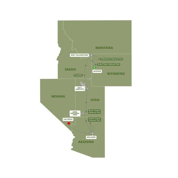 Five Epic National Parks route map