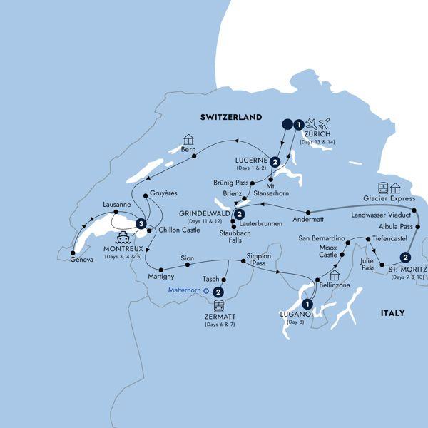 Country Roads of Switzerland - Classic Group route map