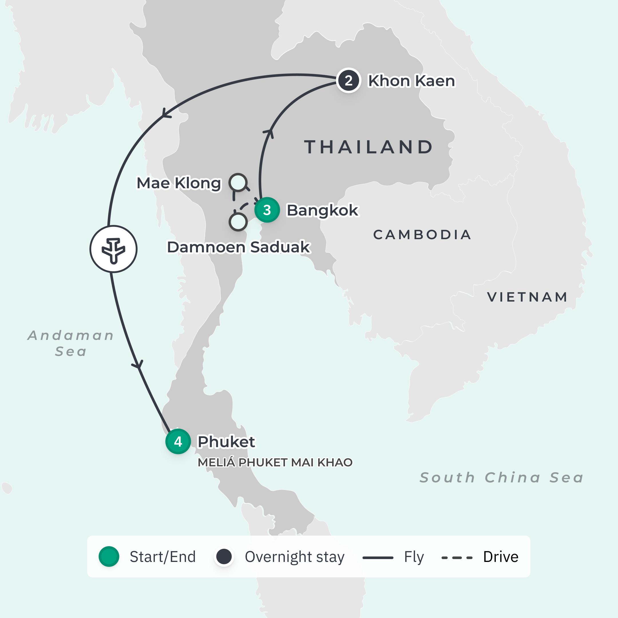  Limited Time Offer: 9-Day Thailand Foodie Tour Co-Curated by Diana Chan & Khanh Ong + 5-Night Meliá Phuket Stay route map