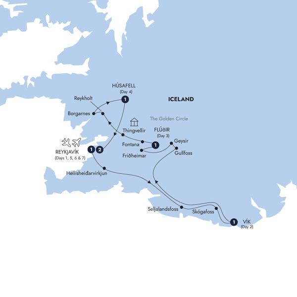 Scenic Iceland & the Northern Lights - Classic Group, Winter route map