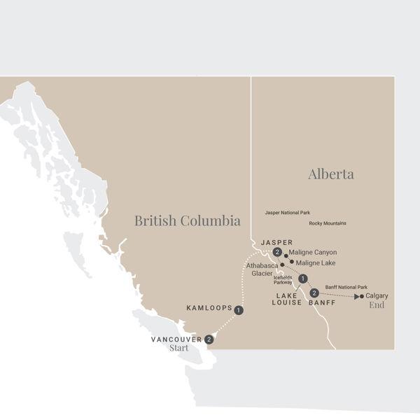 Majesty of the Rockies route map
