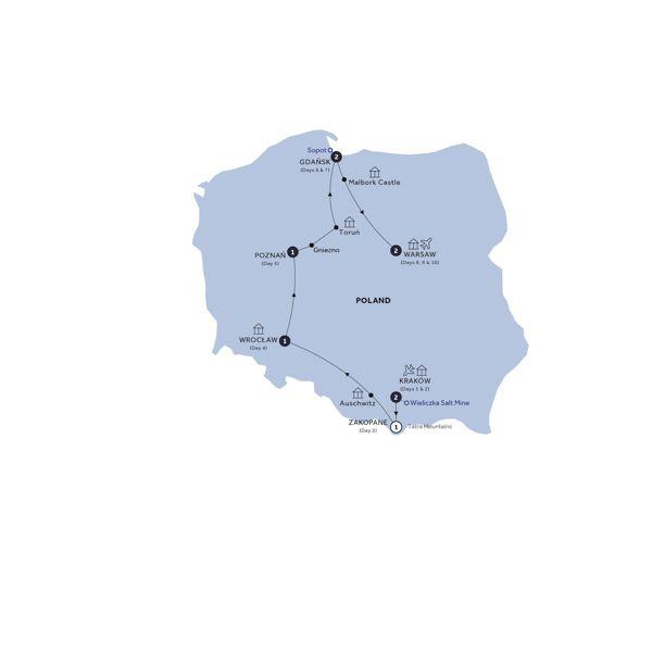Highlights of Poland - Classic Group route map
