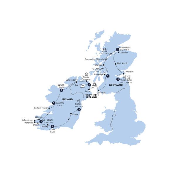 Best of Ireland & Scotland - Classic Group route map