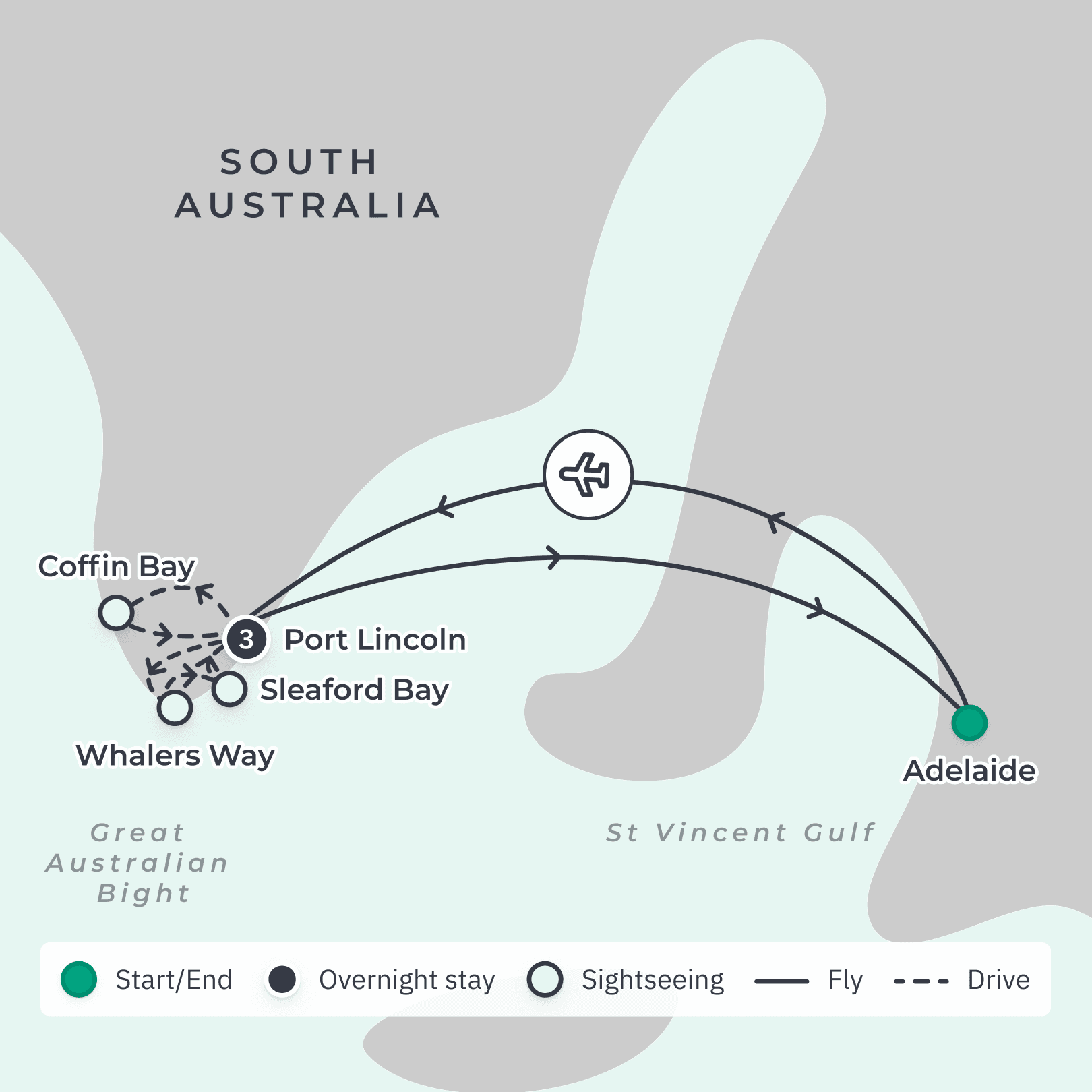 South Australia Gourmet Tour with Oyster Shucking & Wine Tasting route map