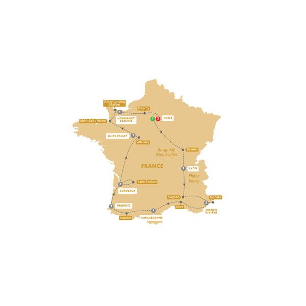 Best of France route map
