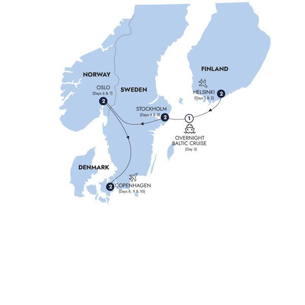 Northern Capitals route map