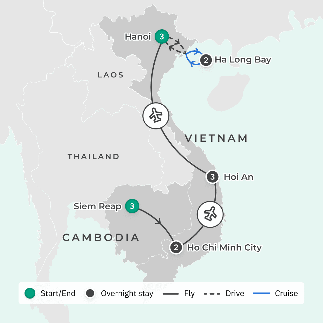 Signature Series: 14-Day Exclusive Vietnam & Cambodia Foodie Tour with Matt Preston and Gary Mehigan route map