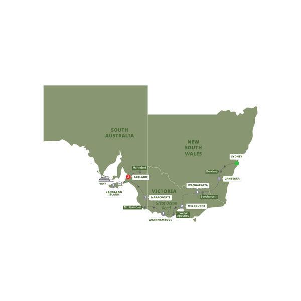 Tastes of Southern Australia route map