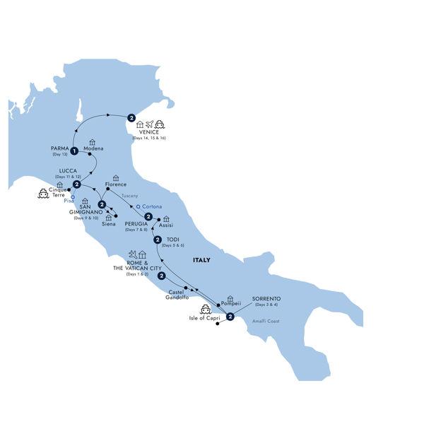 Country Roads of Italy - Classic Group route map