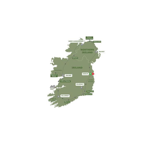 Irish Experience route map