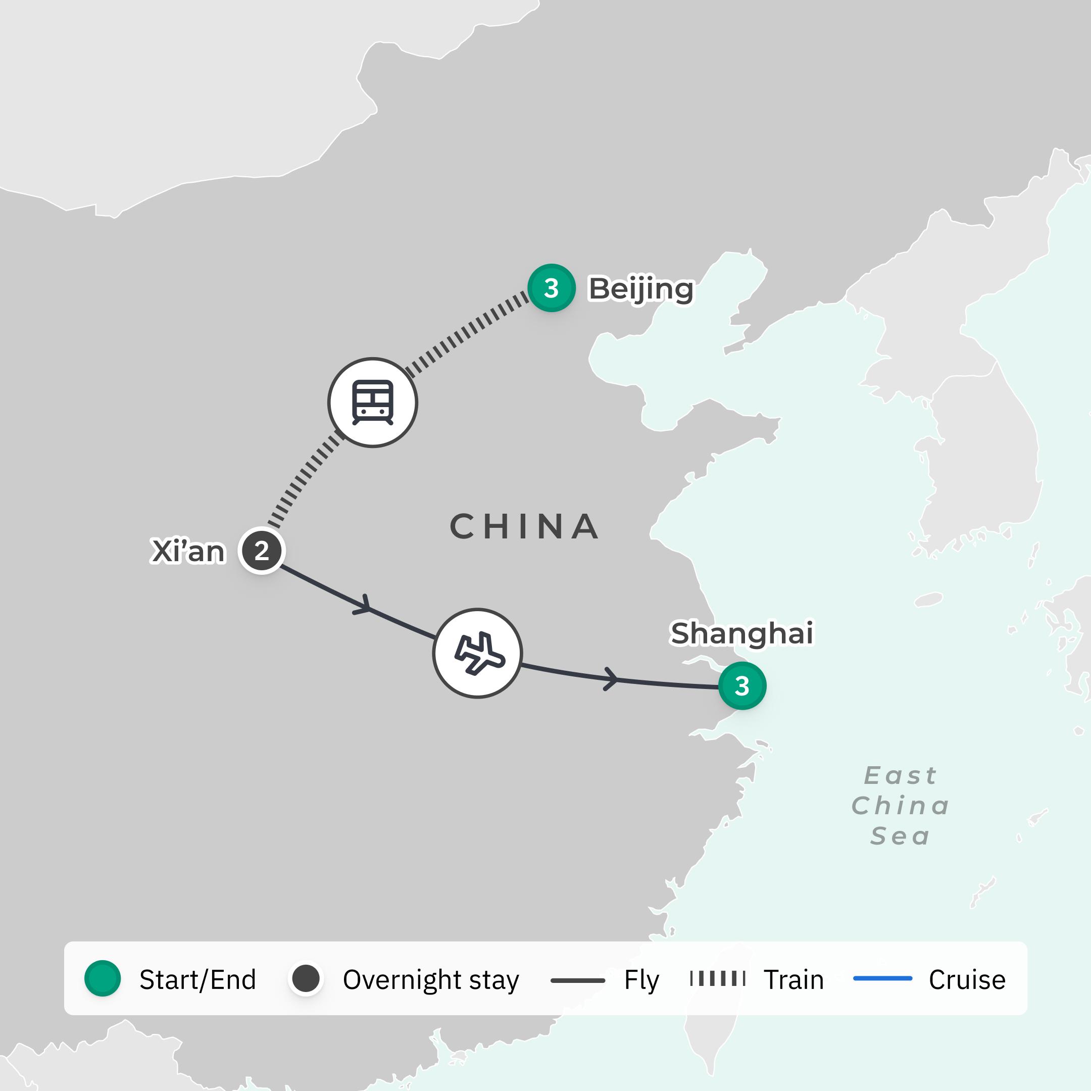 Signature Series: Exclusive 9-Day Flavours of China Tour with Diana Chan & Khanh Ong and Shangri-La Stays route map