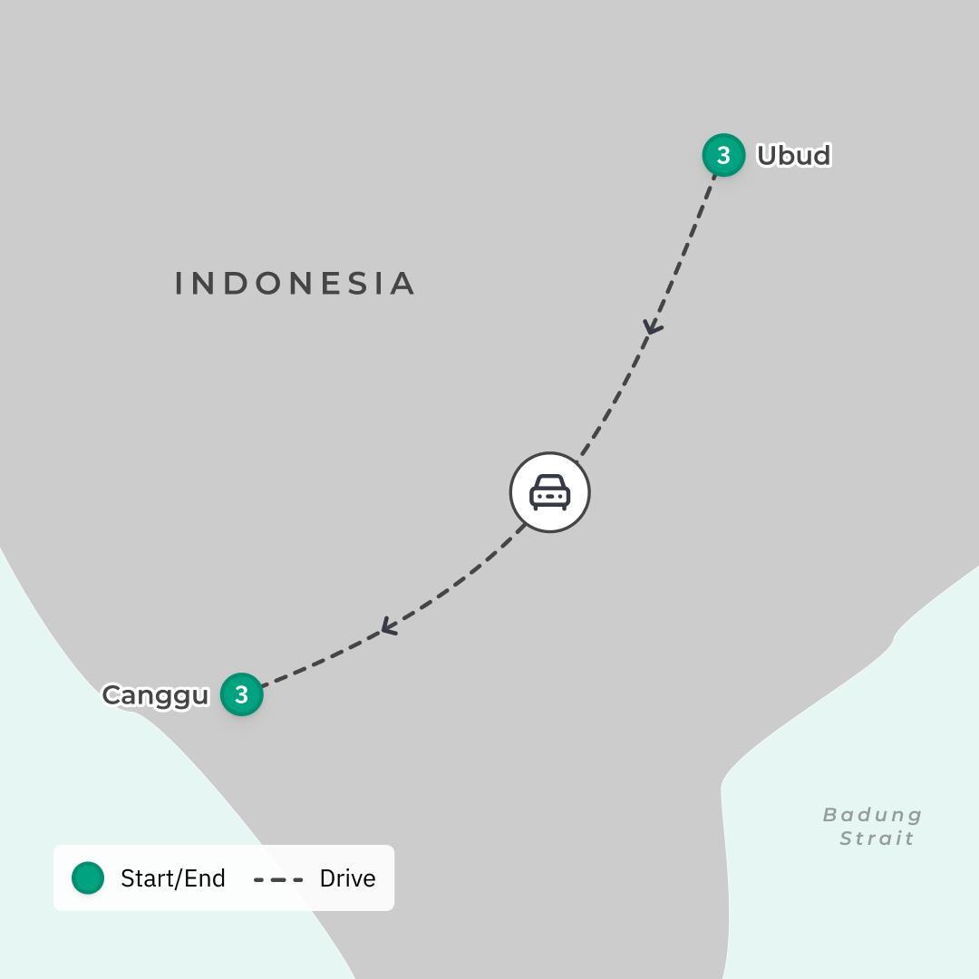 Bali: Private 7-Day Luxe Wellness Retreat Tour with Two-Hour COMO Spa Pampering, Daily Yoga, Holy Springs Bath & Top-Rated Stays route map