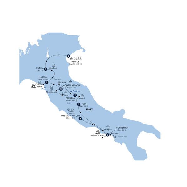 Country Roads of Italy - Classic Group route map