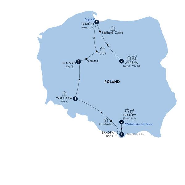 Highlights of Poland - Classic Group route map
