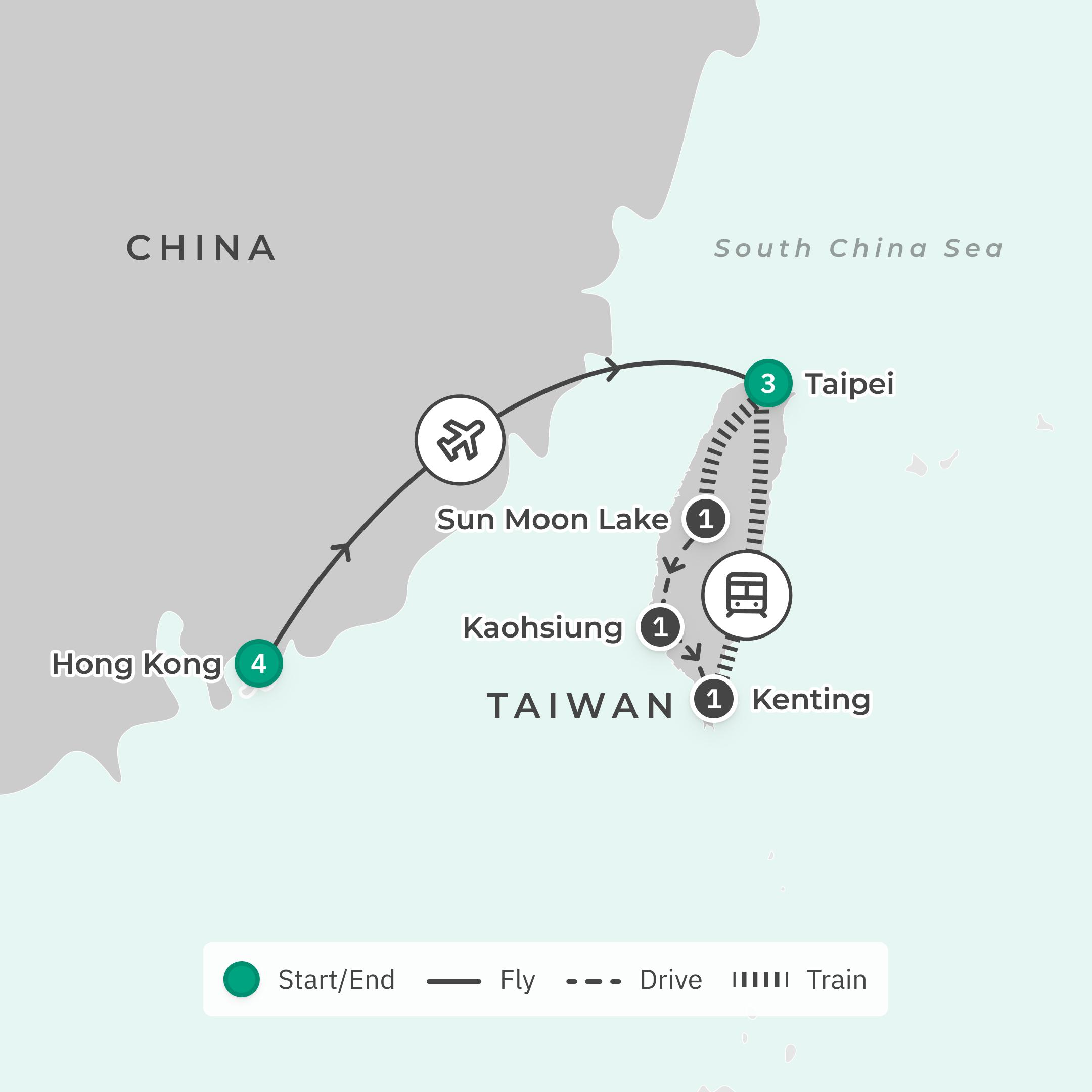 Signature Series Hong Kong & Taiwan Exclusive Foodie Tour with Matt Preston & Gary Mehigan route map